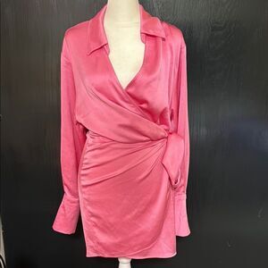 H&M Pink Satin Wrap Dress.  Size Small.  Completely adjustable.